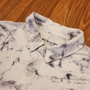 Municipal Polo Shirt Men Large White Marble Sport Utility Gear Stretch